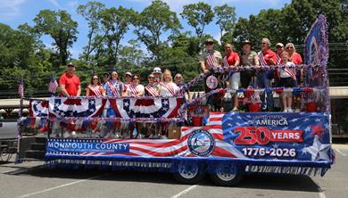 County officials, employees and guests on the Monmouth County parade float County officials, employees and guests on the Monmouth County parade float